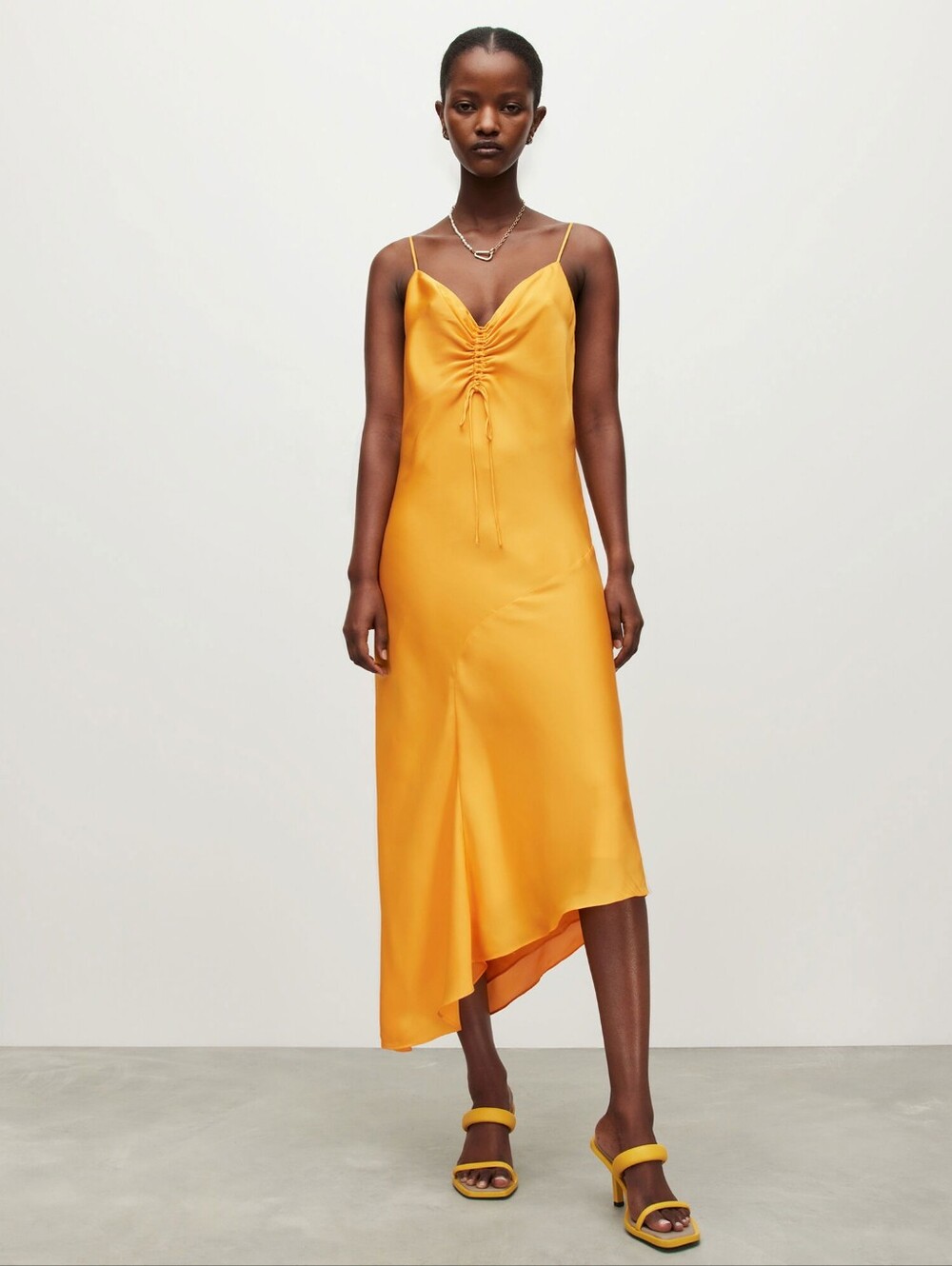 Satin Yellow Slip Dress All Saints